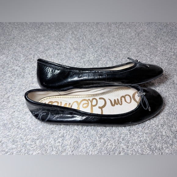 Sam Edelman Felicia Black Patent Leather Ballet Flats Bow Logo Size 11 - Picture 8 of 11